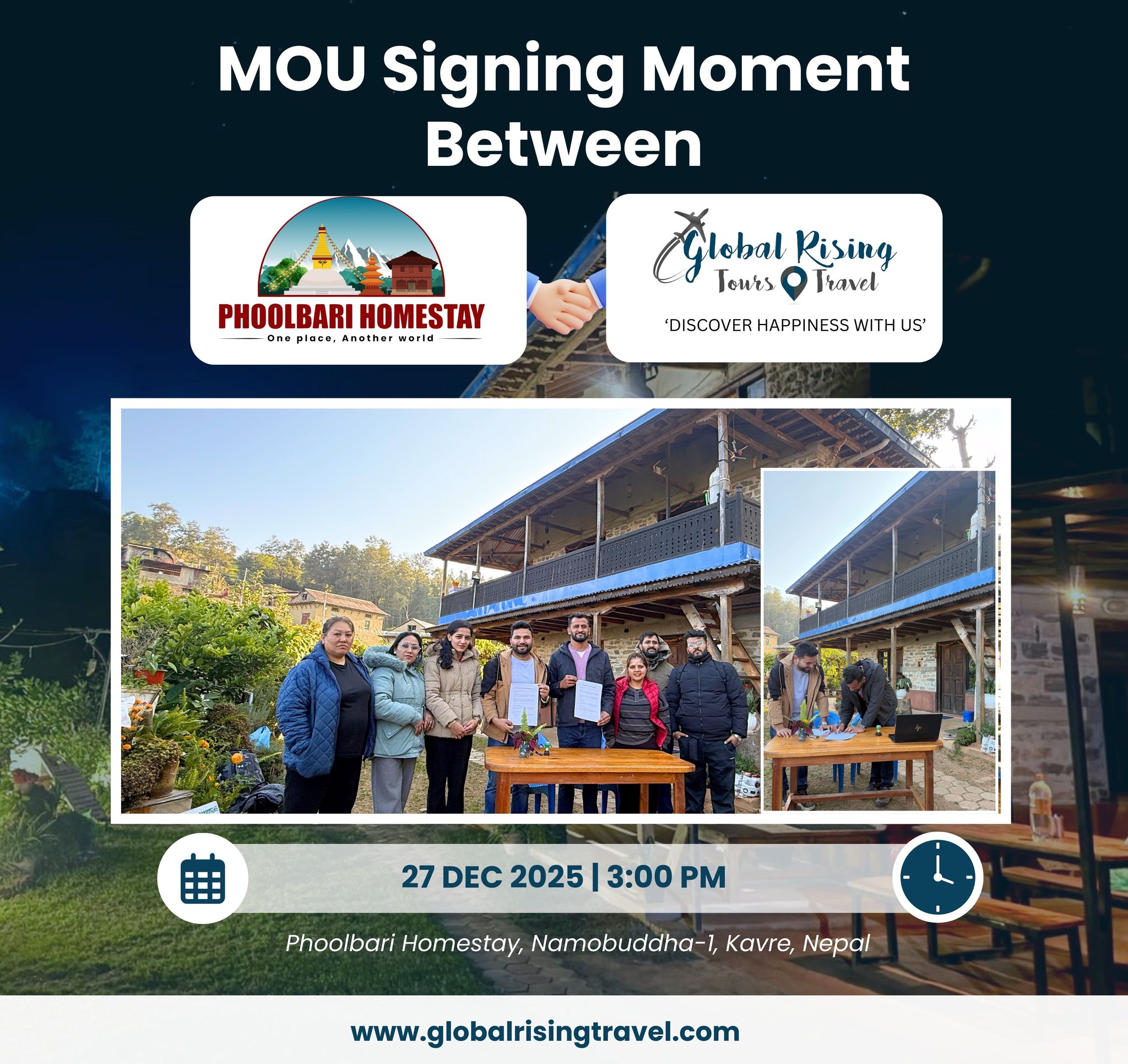 Trekkers walking toward the Annapurna mountains during the ABC Trek 2026 season.